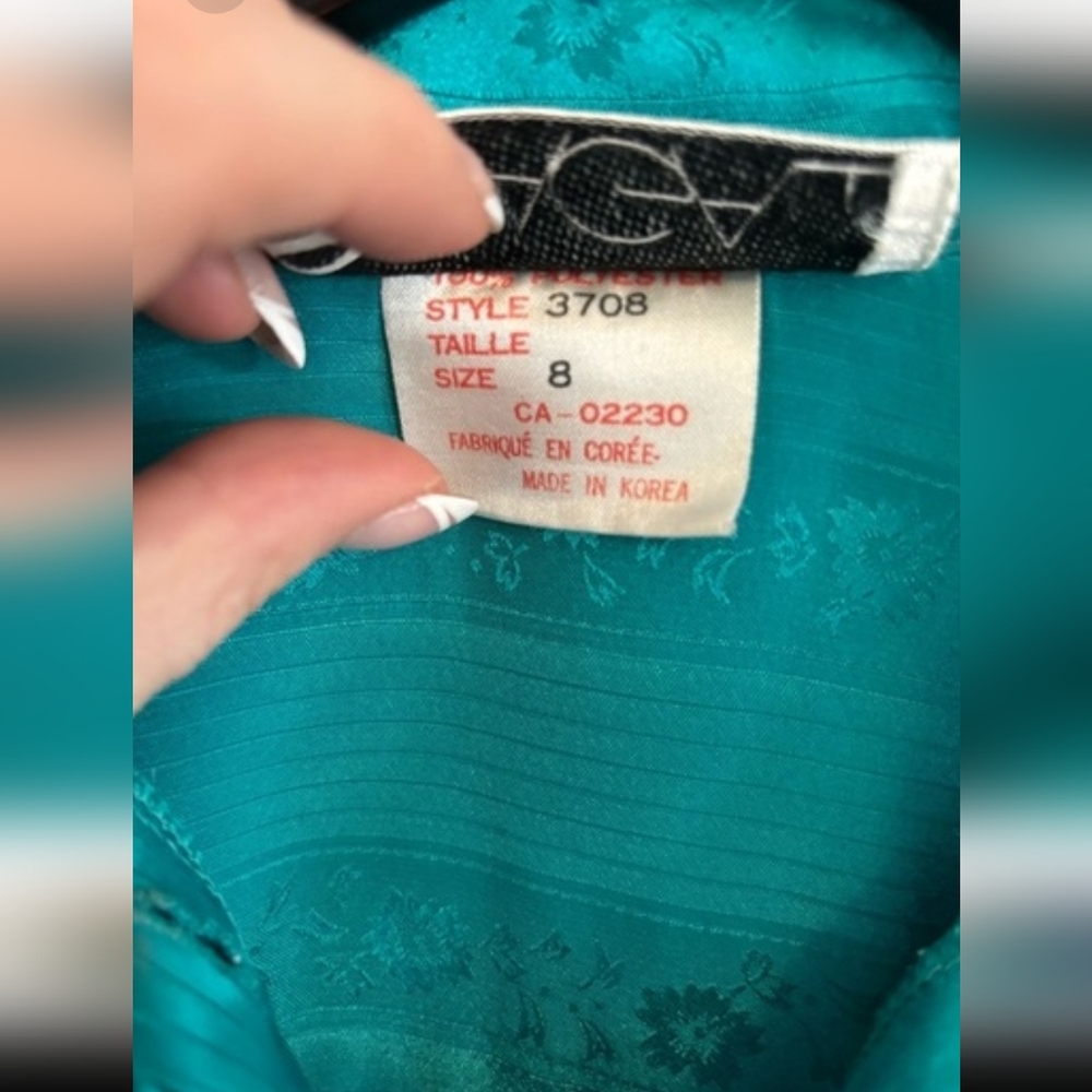 Vintage Chagall Teal Secretary Pussybow Blouse - Picture 4 of 7
